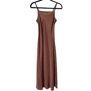 Jessica Simpson Y2K Maxi Slip Dress XS Copper Brown Leopard Print Square Neck
